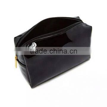 High Quality Black Mirror Leather Cosmetic Bag photo-4