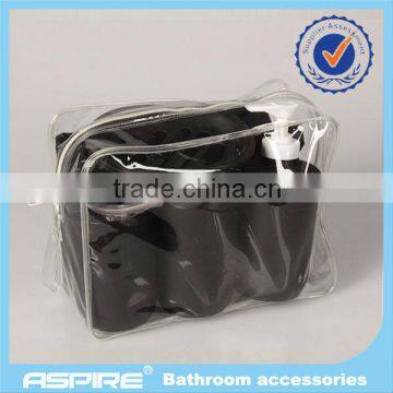 black plastic washroom product with peva shower curtain