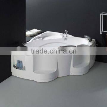 triangle massage bathtub,hot spa tub,with pillow and handrail