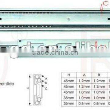 45mm/35mm 3 fold full extension bottom mount ball bearing drawer slides