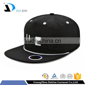 Guangzhou Daijun OEM Hot Sale Black 100% Cotton Men White Printing Custom Snapback Rope Cap