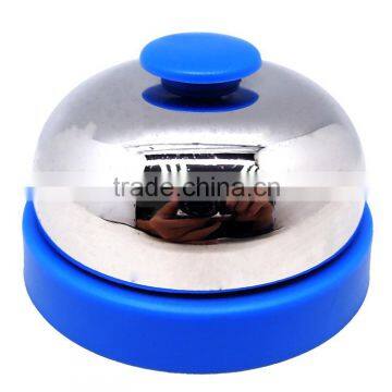 Table call bell in silver plated cover with colorful painted plastic base