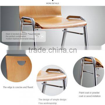 Hotel Furniture Dining Room Restaurant Chair Steel Frame Bended Plywood Wood Design Dining Chair photo-2