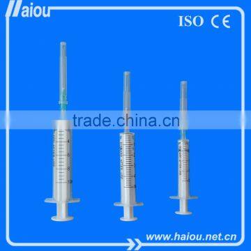 two part disposable syringe with needle