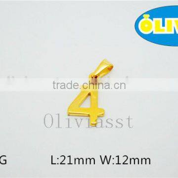 Olivia 2016 New Good Quality Fashion 304 Stainless Steel 0-9 Lucky Number 4 Pendant New Year Gift