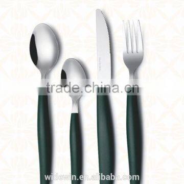 stainless steel flatware set with plastic handle, different color