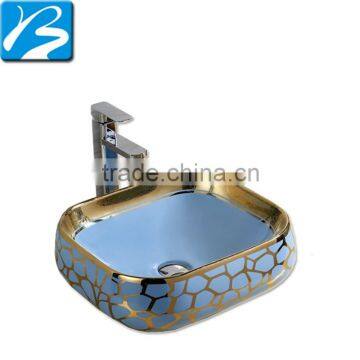 Newest design Flower Painted hotel counter wash basin