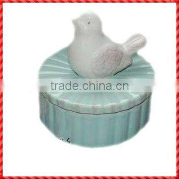 Pigeon shape ceramic small bird trinket box wholesale