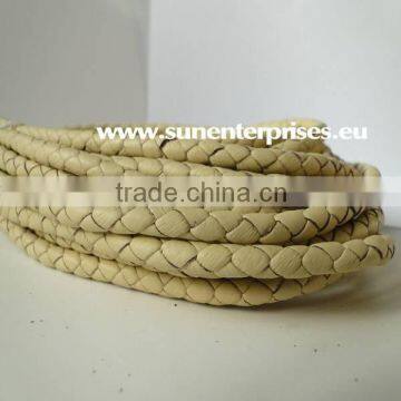 Round Leather Cords - Yellow - 2mm