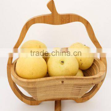 Large Flatware Pear Shaped Folding Bamboo Collapsing Wooden Hanging Bread Roll Basket photo-5