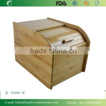 DX004/ Exquisite Bamboo Sliding Lid Rolltop Bread Box / Storage Bin and Easy-Open Hinge