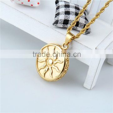 Newest gold plated stainless steel sun shape pendant