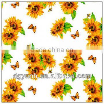 Yellow Flowers Pvc&Peva&pe&eva With flannel Or Non-woven Backing Tablecloth