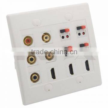 5 X RCA 3 X HDMI 4 X Speaker Female To Female Wall Plate Support Customization