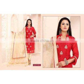 Benignant Red Cotton Churidar Suit/fashion Churidar Suit online