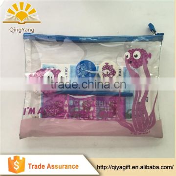 China Manufacturer Wholesale waterproof pvc Stationery Set with sharpener For Kids