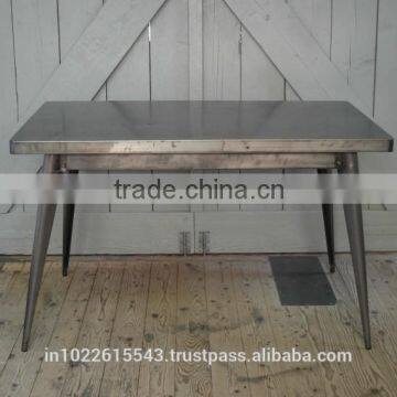 Rustic Wood / Iron Base Factory Dining Table , Metal Dining Table