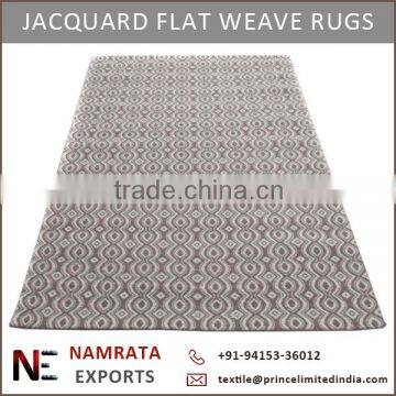 Hand Woven Flat Weave Jacquard Wool Rugs for Hotel / Home