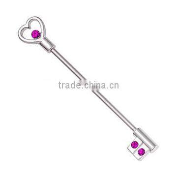 Stainless steel body jewelry key industrial barbell piercing