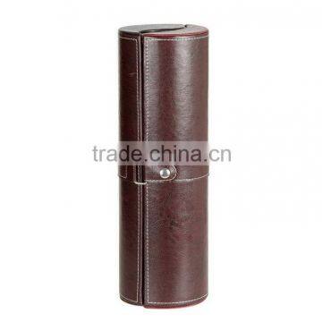 Factory wholesale custom crocodile grain leather single bottled wine box, brown cylindrical gift box