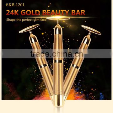 24k gold vibration energy facial roller massager beauty bar