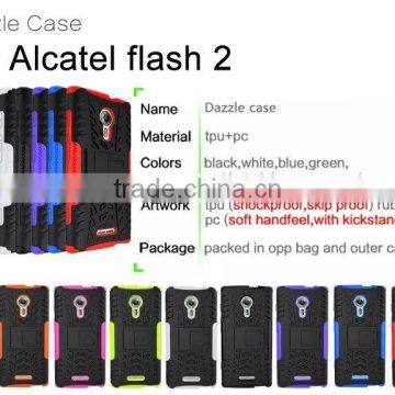 For ALCATEL OneTouch Flash 2 OT-6044D Armor CASE Heavy Duty Hybrid Rugged TPU Impact Kickstand ShockProof CASE OUT DOOR CASE