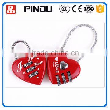 Cute Love heart shaped combination padlock with key