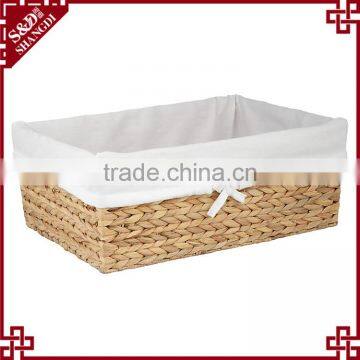 Water Hyacinth Woven Home Daily Goods Storage Basket With Liner