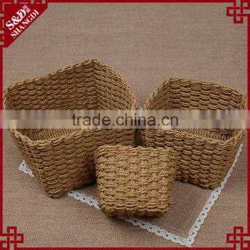 New Set of 3 Stackable Design Paper Rope Hand Woven Gift Decorative Small Baskets photo-3