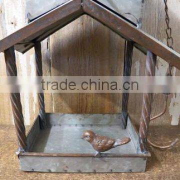 Antique Galvenized Metal Garden Bird House photo-3
