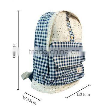 Grid Pattern School Backpack Cute for Girls With Bottons photo-3