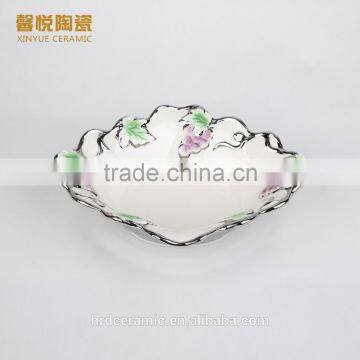 High Quality Deep Ceramic Dish Silver Electroplate photo-2