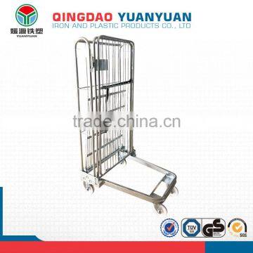 Wholesale 3 sided logistics roll pallet trolley metal storage container rolling cage cart