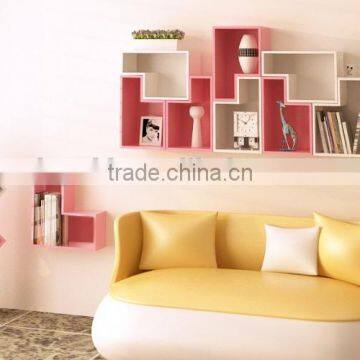 7 Shape Wooden Cube Kids Book Shelf Wall Cube Decorative Shelves photo-2