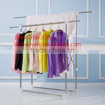 Foldable Metal cloth rack with stand / Double-pole clothes drying hanger