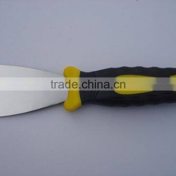 mirror polish stainless steel coconut scraper with rubber handle