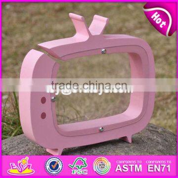 New Design TV Shape Girls Lovely Wooden Coin Bank With Logo Customize W02A253 photo-4