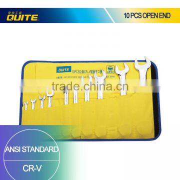 10 pcs mirror surface double end wrench set,ANSI double open end wrench set,metric CR-V anti-rust double open end wrench set
