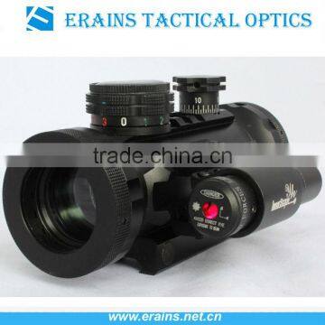 Compact red green dot riflescope with red laser attached