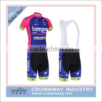 Men sublimation printing bike riding wear Cycling Wear With Bib Shorts