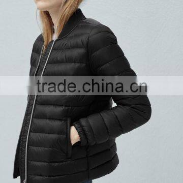 Outdoor Keep Warm Women Black Quited Feather Down Winter Coat photo-2