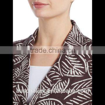 Outdoor Fashion Custom Lady All Over Leaf Print Jacket Wholesale photo-4