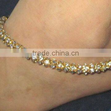Gold Chain Crystal Payal ANKLETS Pair Feet Bracelet photo-5