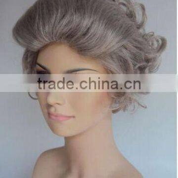 DELUXE GREY CURLY QUEEN ELIZABETH ROYAL OLD LADY GRANNY WIG photo-2