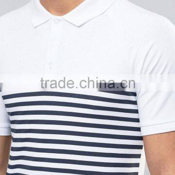 MGOO Customzied Black And White Stripe Polo Shirts Short Sleeves Muscle Shirts In Rib photo-4