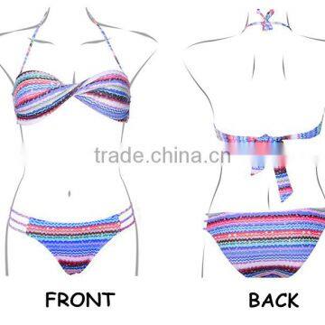 Special nice twist cup nylon spandex bandeau bikini swimsuits.