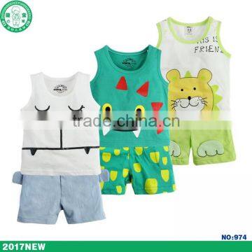 Wholesale sleeveless summer lovely animal pattern children clothing set baby clothes