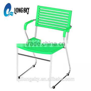 LS-4030F Fashion Design Stackable Metal Frame Plastic Chair With Arms photo-4