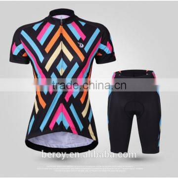 BEROY Geometrical Short Sleeve Garment Cycling Sets for Ladies,specialized Indoor Cycling Bike Clothes photo-3