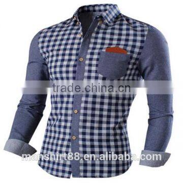 2016 new wholesale checked shirt custom mens casual dress shirts